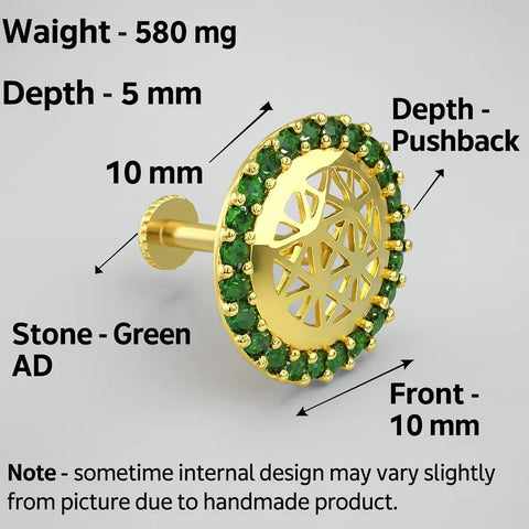 Handmade Gold Finish Nosepin with Sparkling AD Stones