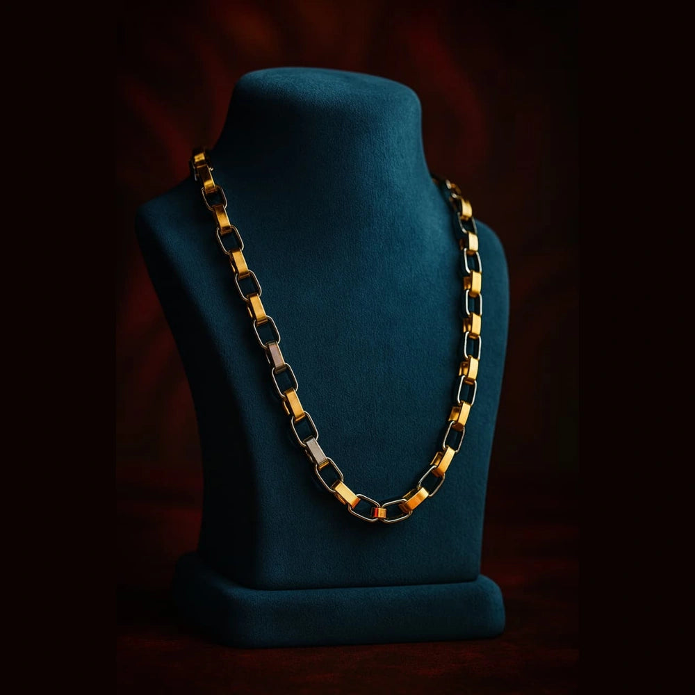 Men’s Exclusive Black & Gold Waterproof Chain – 22 Inch | Bold & Stylish