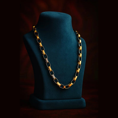 Men’s Exclusive Black & Gold Waterproof Chain – 22 Inch | Bold & Stylish