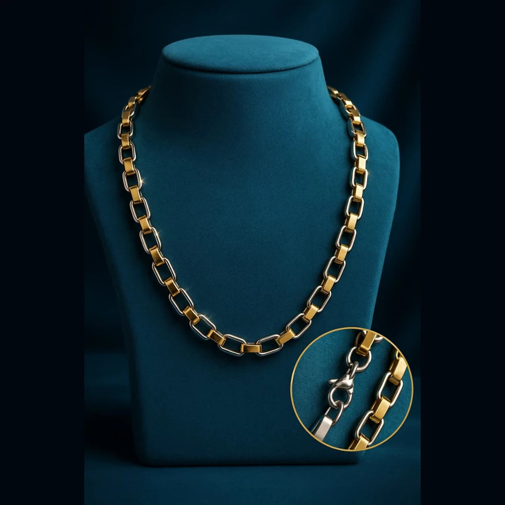 Men’s Exclusive Black & Gold Waterproof Chain – 22 Inch | Bold & Stylish