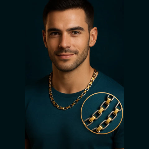 Men’s Exclusive Black & Gold Waterproof Chain – 22 Inch | Bold & Stylish