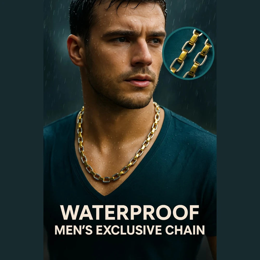 Men’s Exclusive Black & Gold Waterproof Chain – 22 Inch | Bold & Stylish