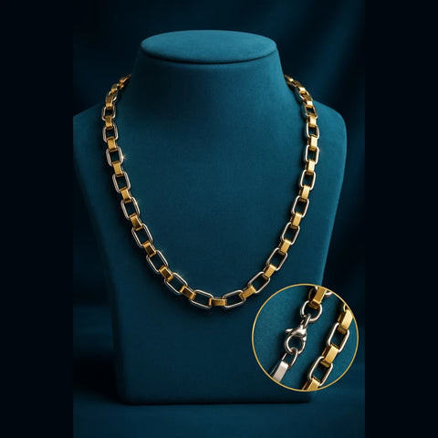 Men’s Exclusive Black & Gold Waterproof Chain – 22 Inch | Bold & Stylish