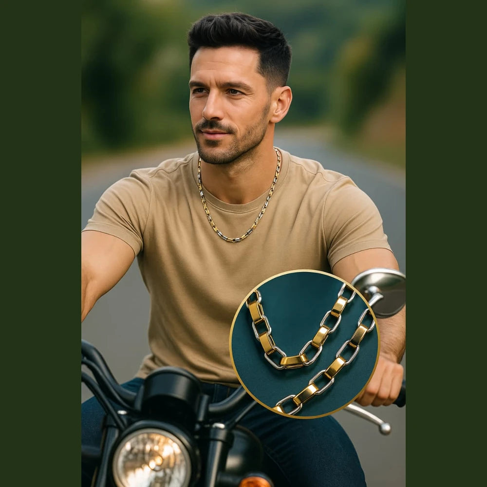 Men’s Exclusive Black & Gold Waterproof Chain – 22 Inch | Bold & Stylish