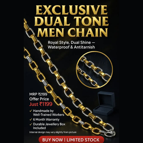 Men’s Exclusive Black & Gold Waterproof Chain – 22 Inch | Bold & Stylish