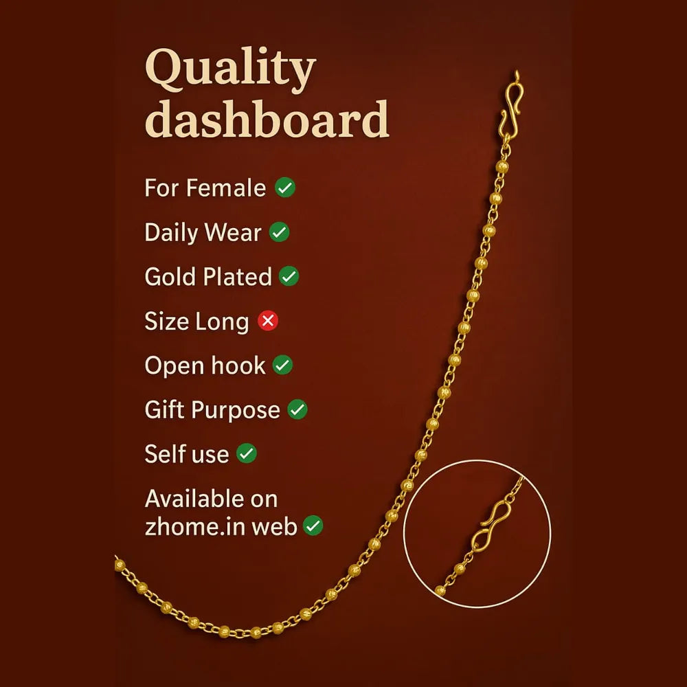 Onegram Gold Plated Matarmala Dana Chain – 22-26" Traditional Real Gold Look