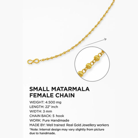 Onegram Gold Plated Matarmala Dana Chain – 22-26" Traditional Real Gold Look