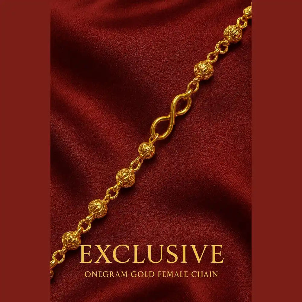 Onegram Gold Plated Matarmala Dana Chain – 22-26" Traditional Real Gold Look