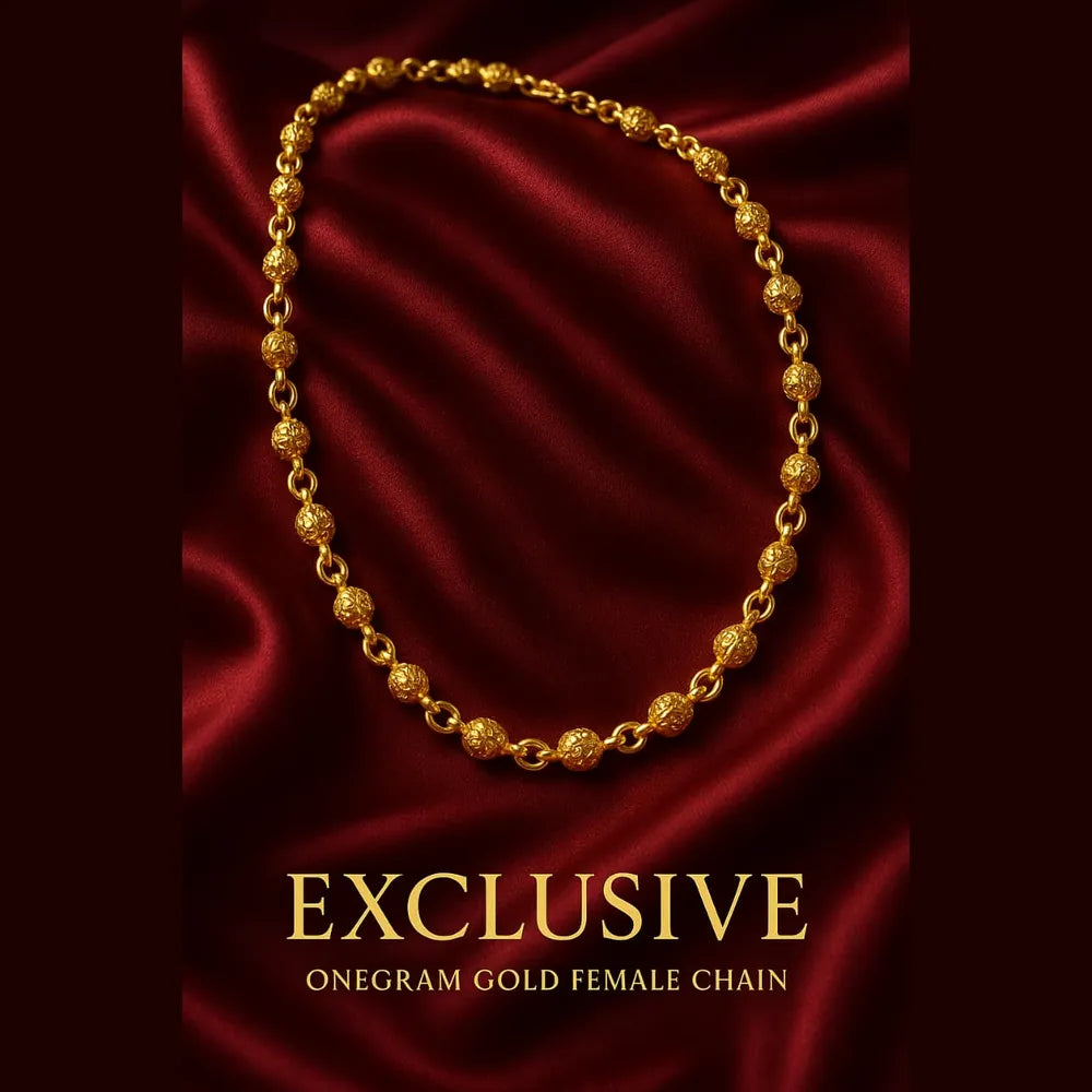 Onegram Gold Plated Matarmala Dana Chain – 22-26" Traditional Real Gold Look