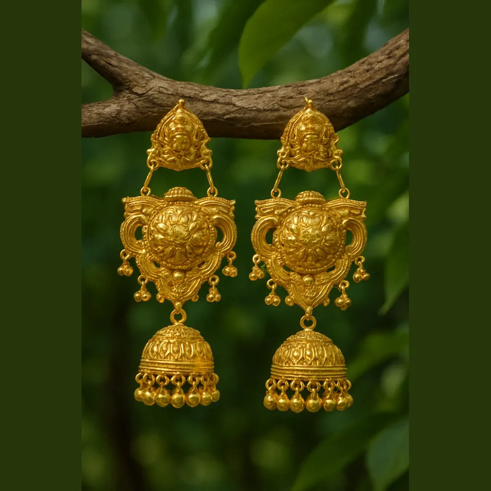 Product image of Gold Plated Handmade Temple Jhumka Earrings – image 4