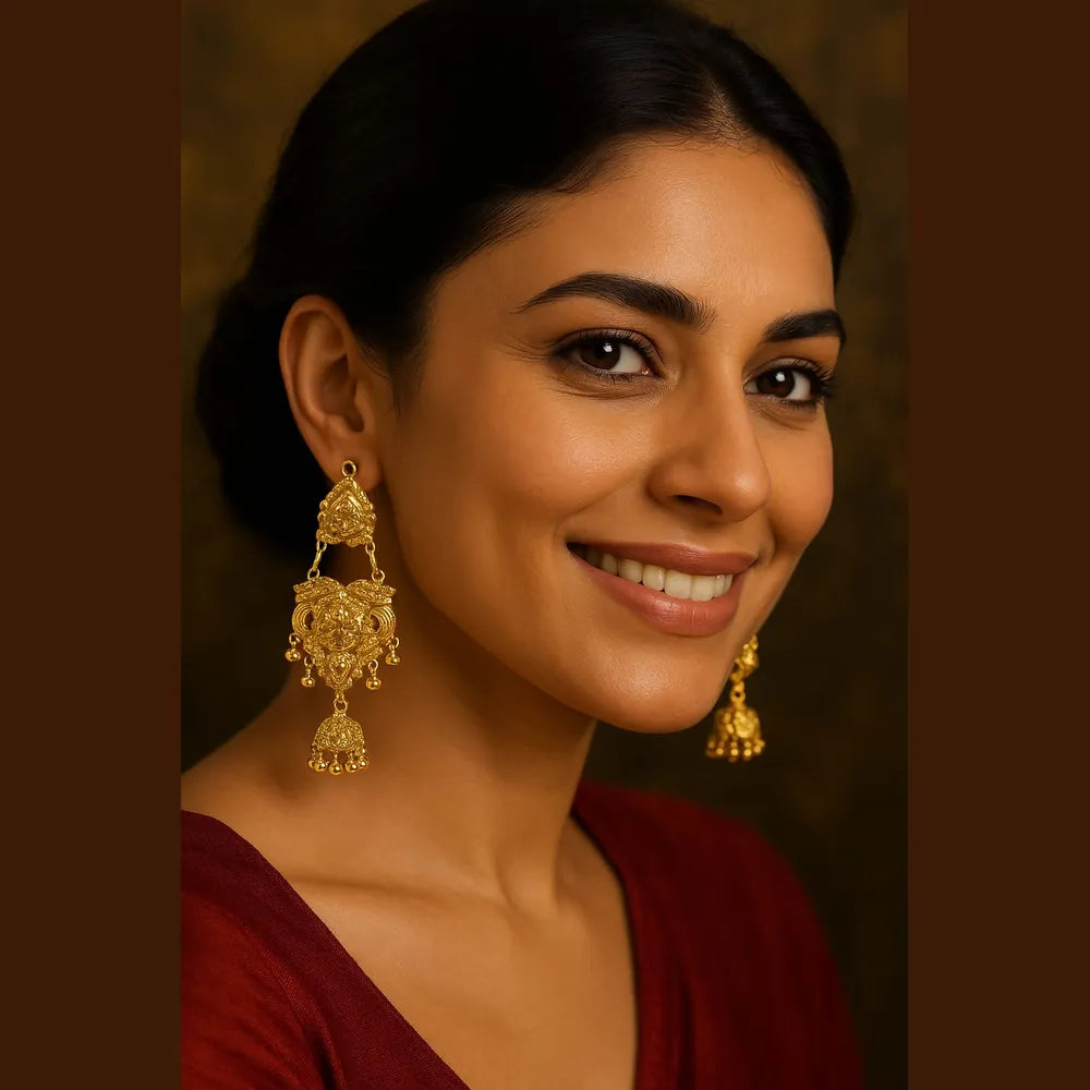 Product image of Gold Plated Handmade Temple Jhumka Earrings – image 2