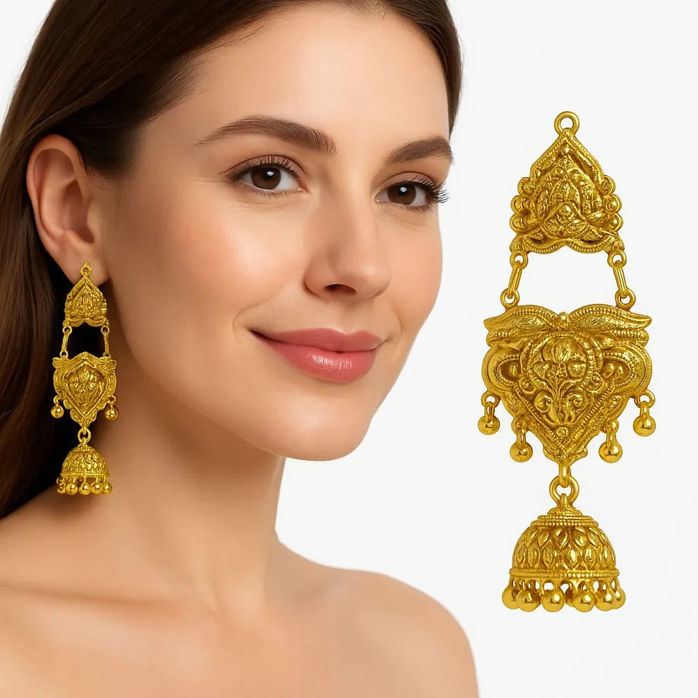 Product image of Gold Plated Handmade Temple Jhumka Earrings – image 3