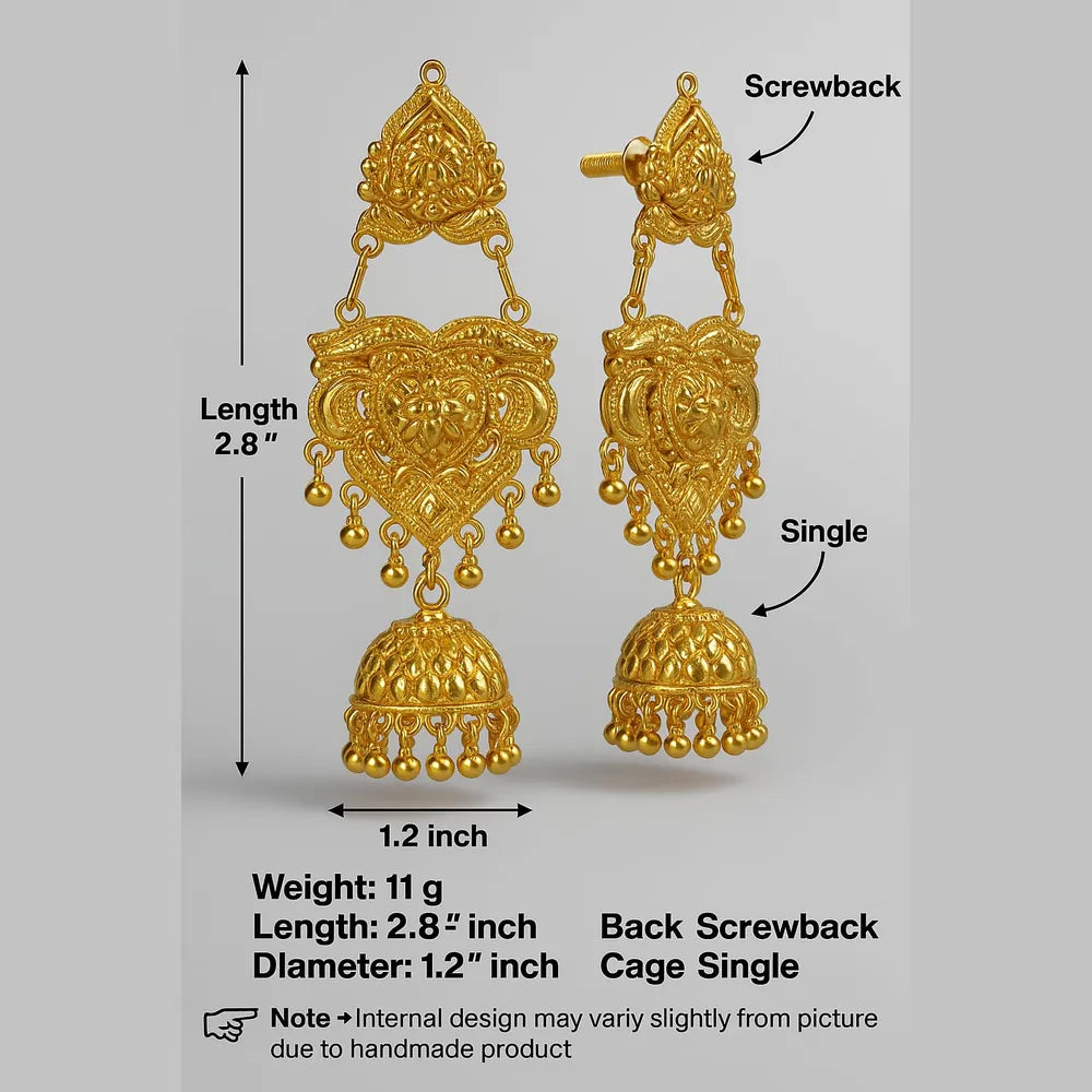 Product image of Gold Plated Handmade Temple Jhumka Earrings – image 6