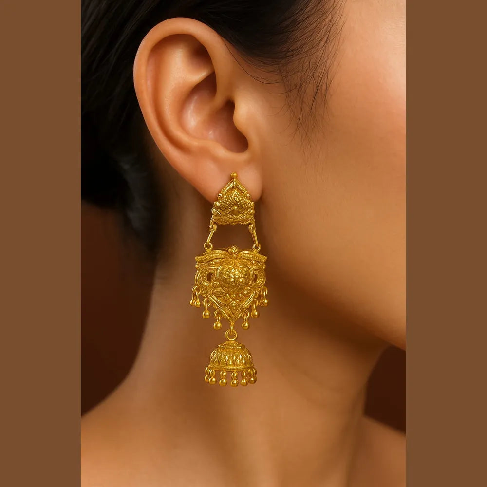 Product image of Gold Plated Handmade Temple Jhumka Earrings – image 8