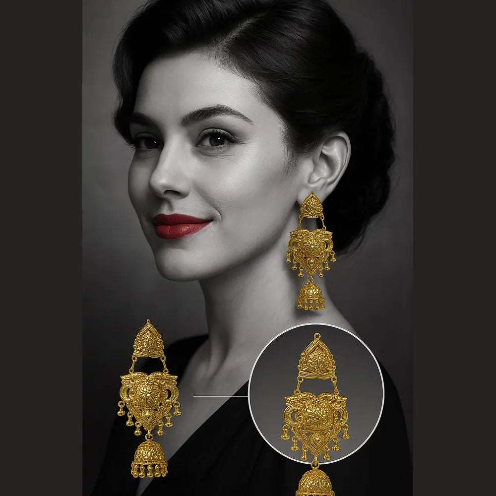 Product image of Gold Plated Handmade Temple Jhumka Earrings – image 7