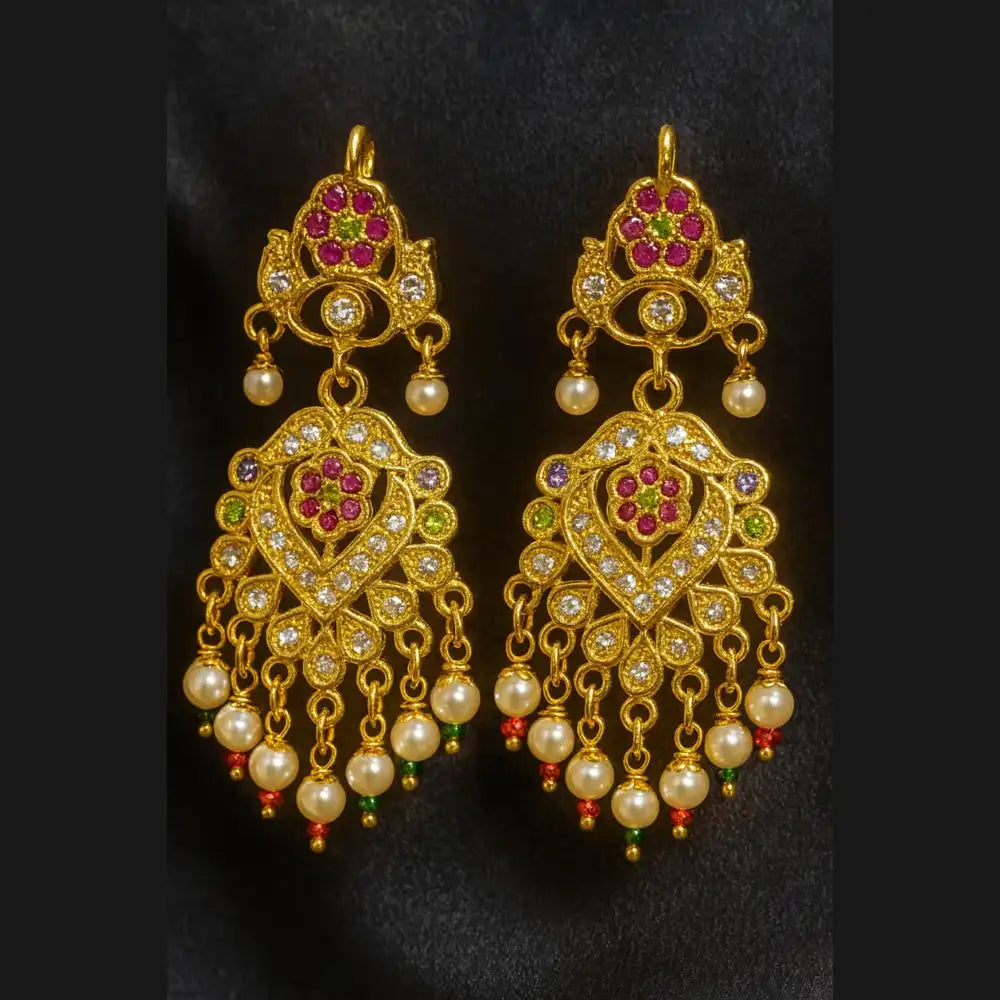 Product image of Pearl Layered Bridal Gold Necklace Set With Earrings – image 5