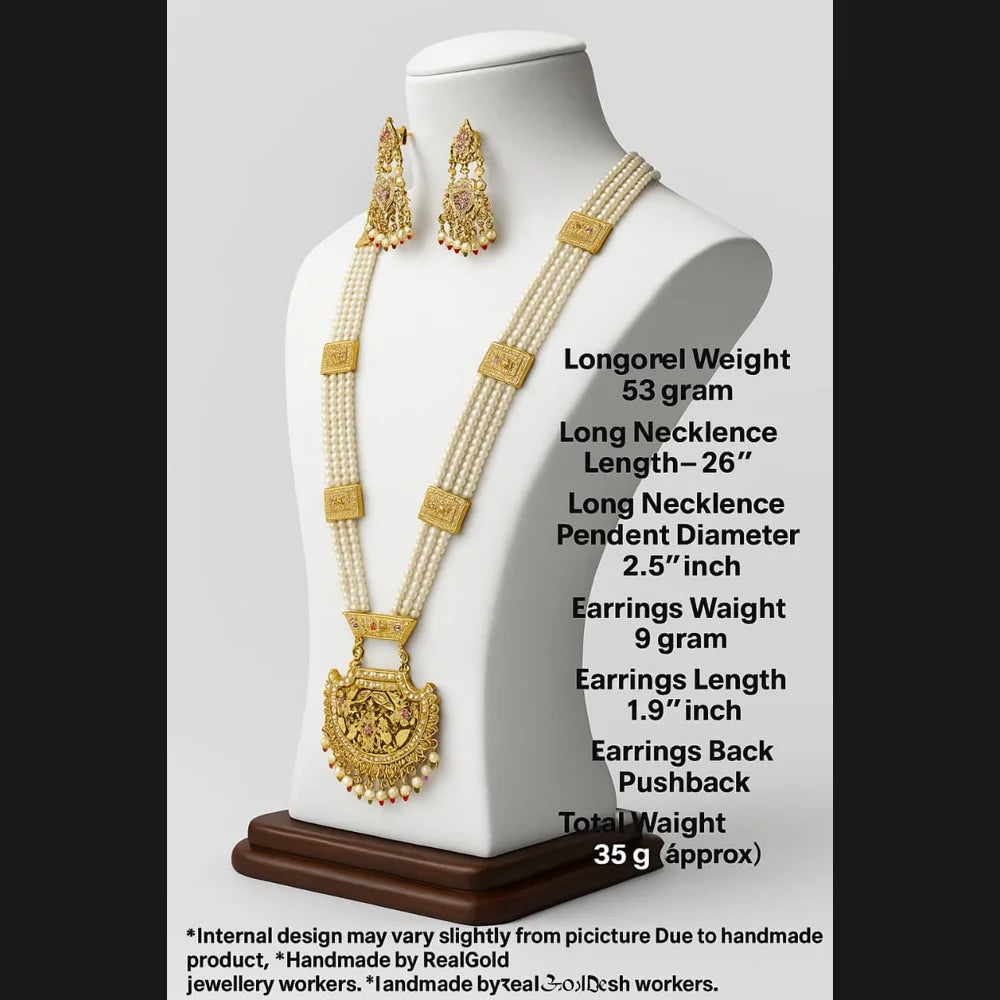 Product image of Pearl Layered Bridal Gold Necklace Set With Earrings – image 9