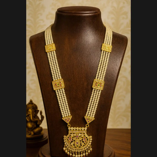 Product image of Shahi Jadaau Gold-Plated Long Necklace Set with Earrings – Royal Heritage Design – image 1
