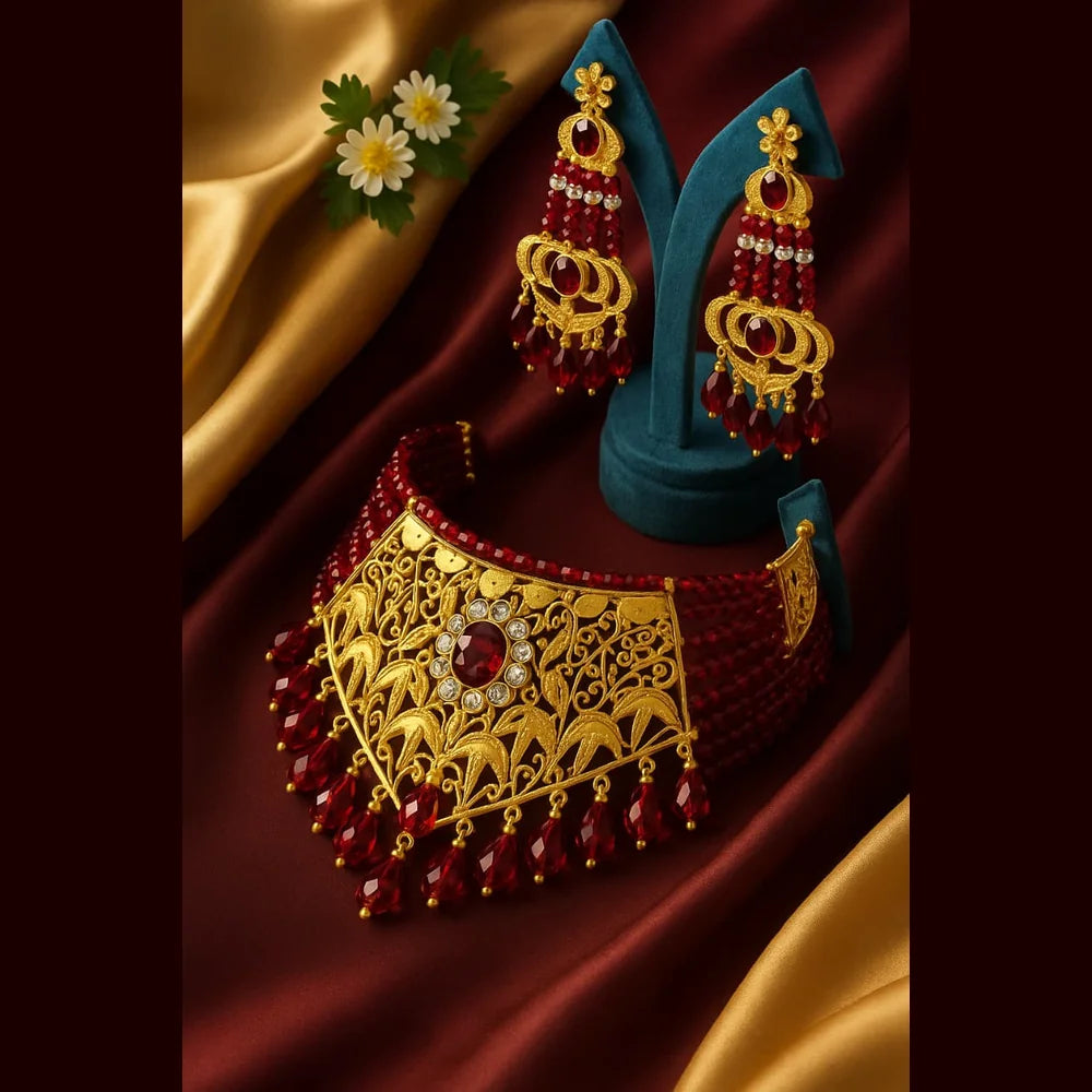 Product image of Products Royal Maroon Gold Choker Set – image 3
