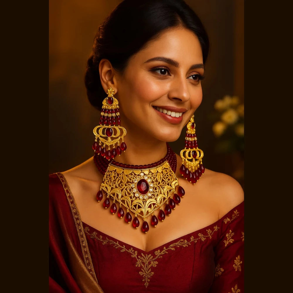 Product image of Products Royal Maroon Gold Choker Set – image 4