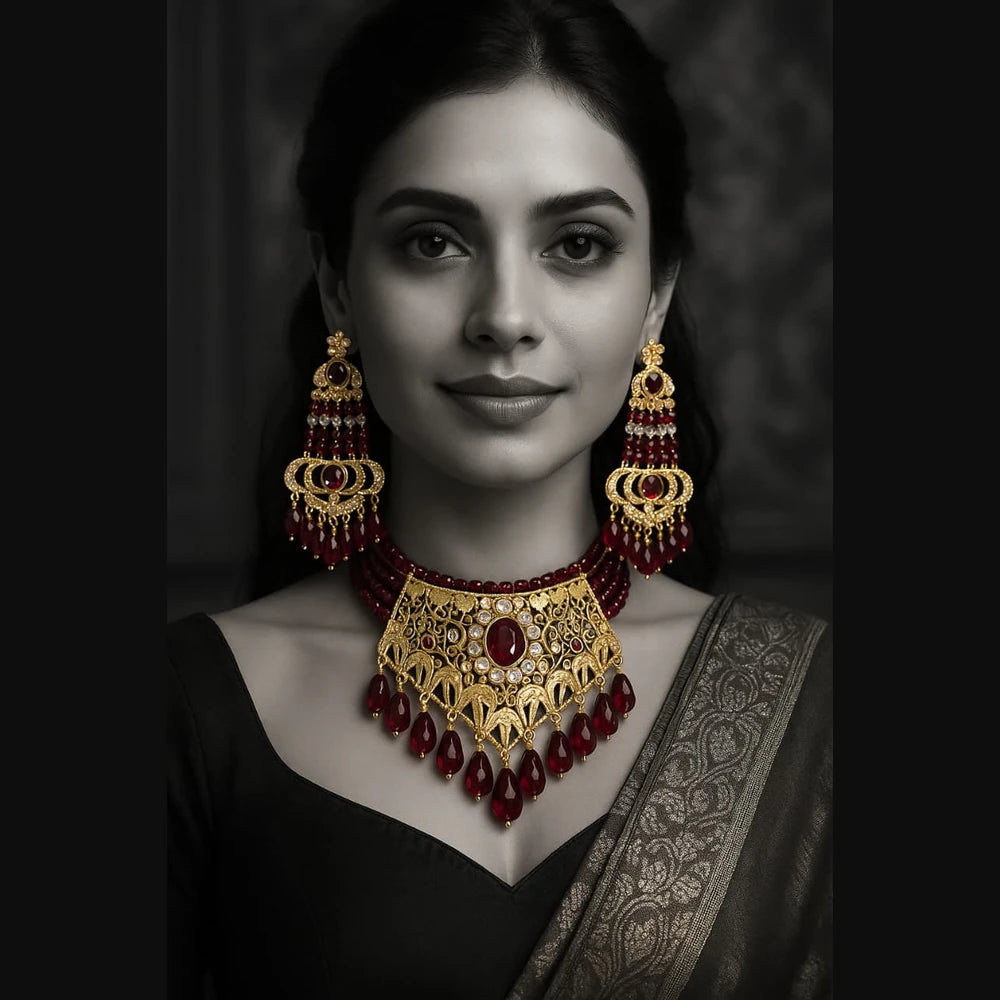 Product image of Products Royal Maroon Gold Choker Set – image 5