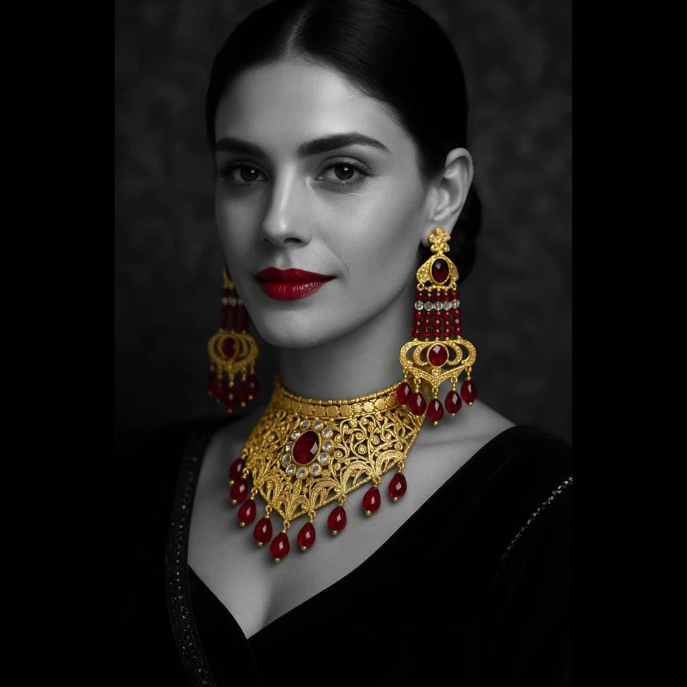 Product image of Products Royal Maroon Gold Choker Set – image 6