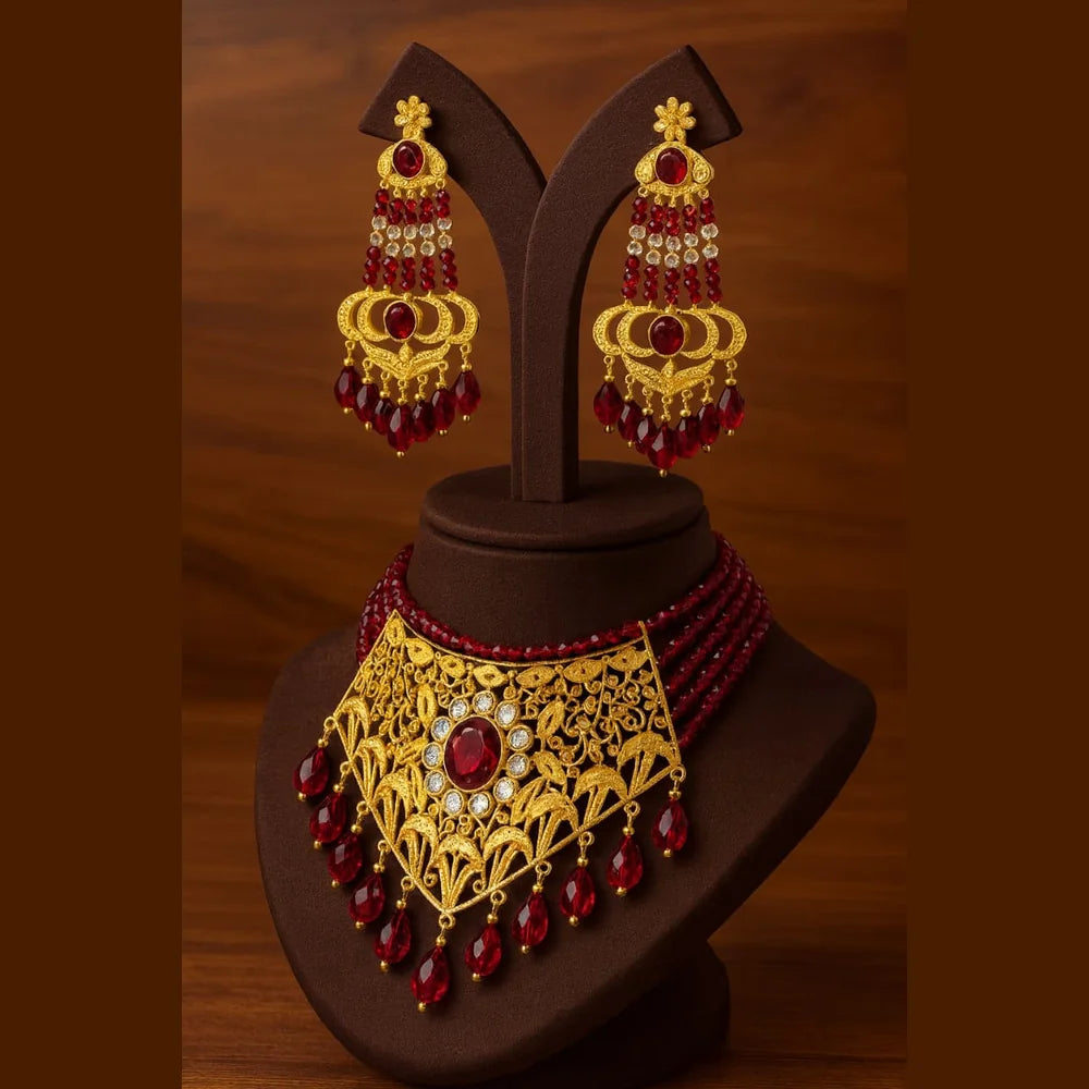 Product image of Products Royal Maroon Gold Choker Set – image 8