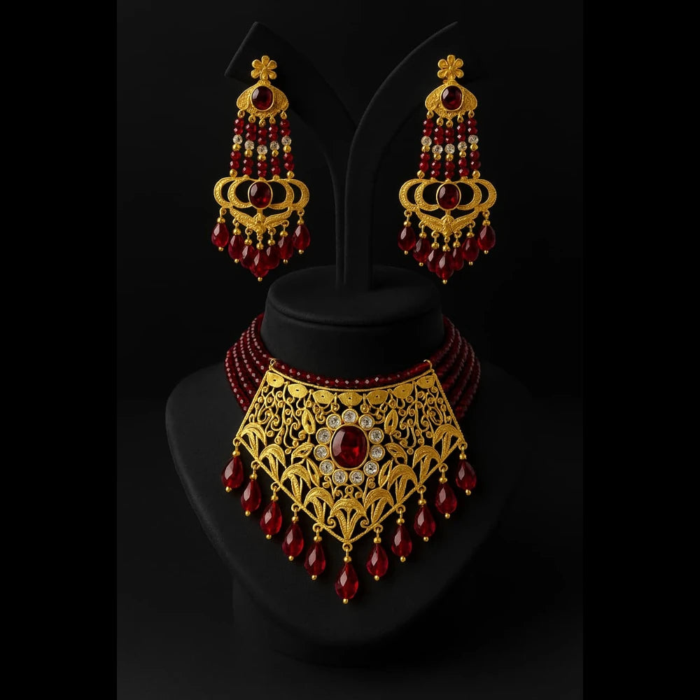 Product image of Products Royal Maroon Gold Choker Set – image 9