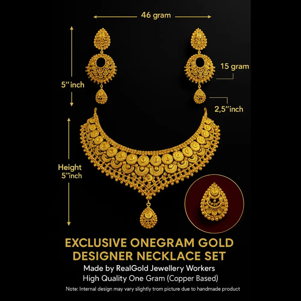 Product image of Royal Radiance One Gram Gold Short Necklace Set – image 10
