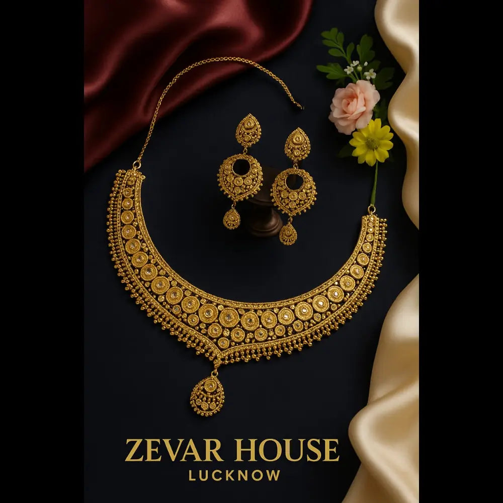 Product image of Royal Radiance One Gram Gold Short Necklace Set – image 9