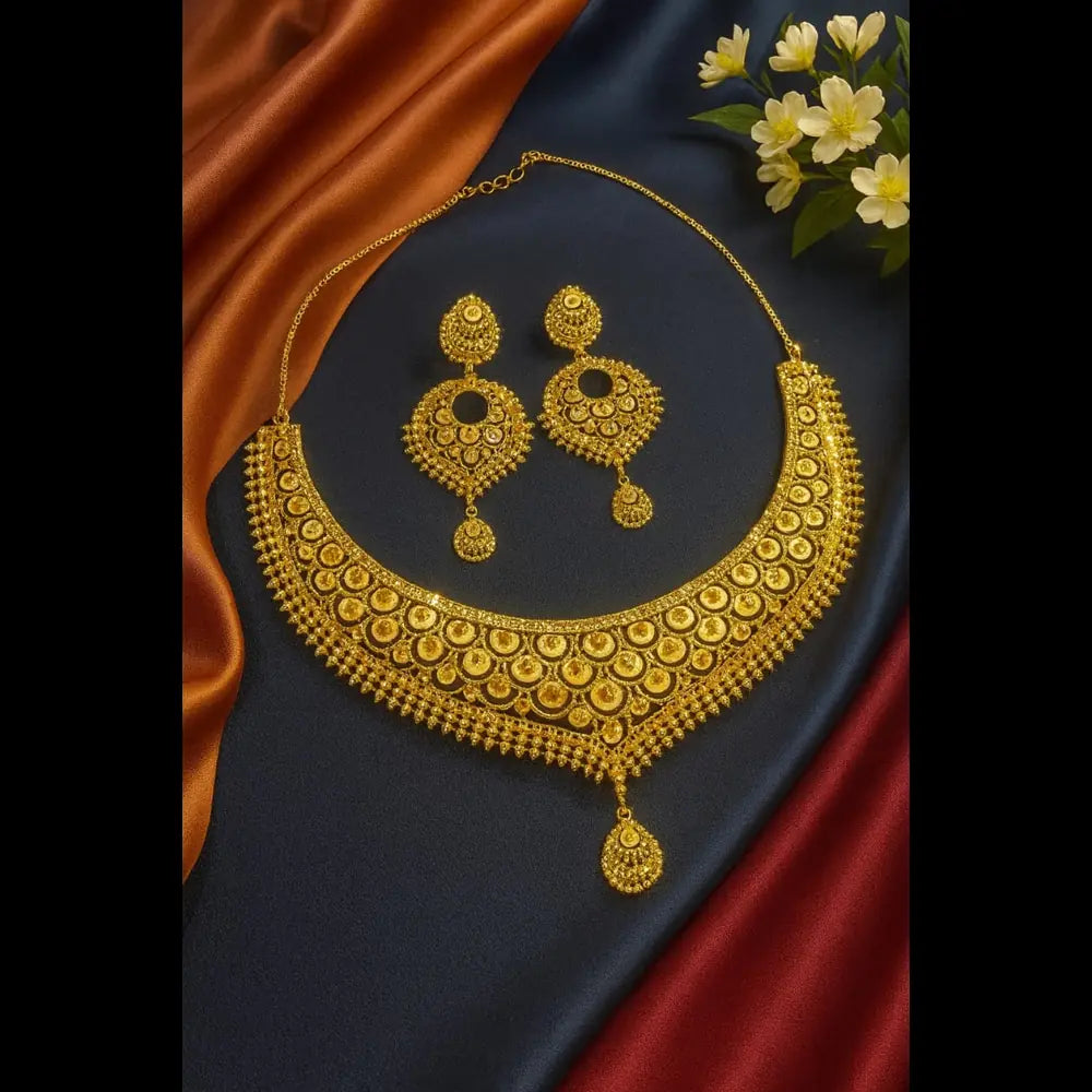 Product image of Royal Radiance One Gram Gold Short Necklace Set – image 2