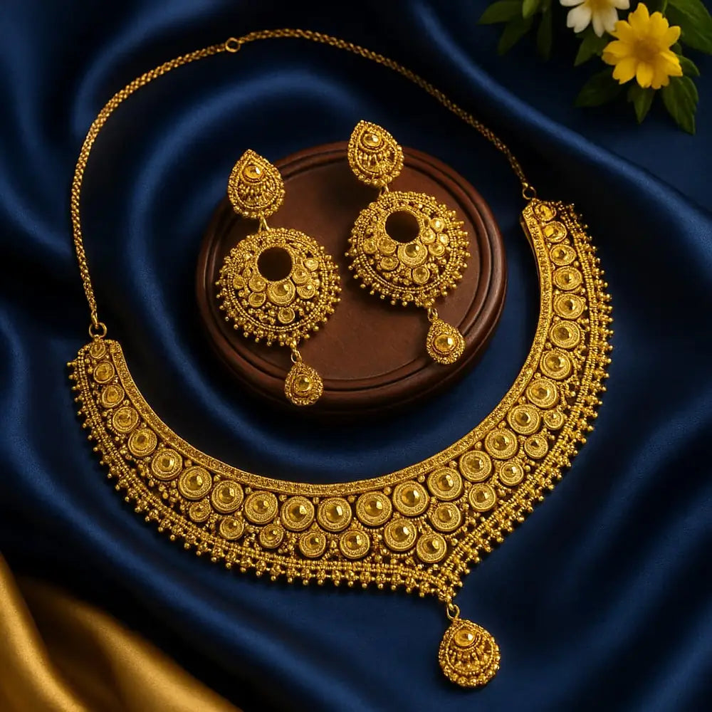 Product image of Royal Radiance One Gram Gold Short Necklace Set – image 1