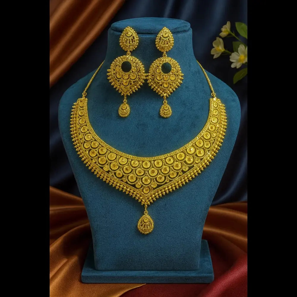 Product image of Royal Radiance One Gram Gold Short Necklace Set – image 3