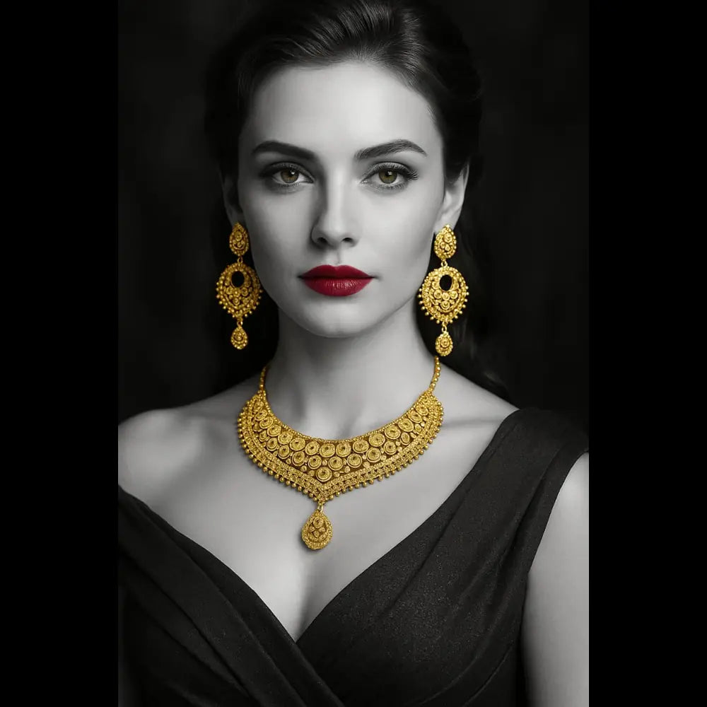 Product image of Royal Radiance One Gram Gold Short Necklace Set – image 6