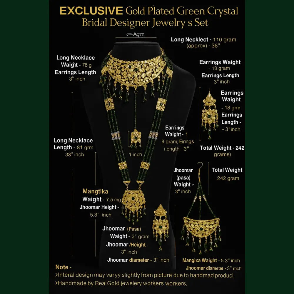 Product image of Bridal Kundan Jewellery Set Green Beaded Necklace Earrings – image 16