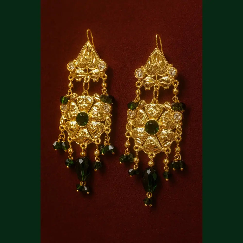Product image of Bridal Kundan Jewellery Set Green Beaded Necklace Earrings – image 5