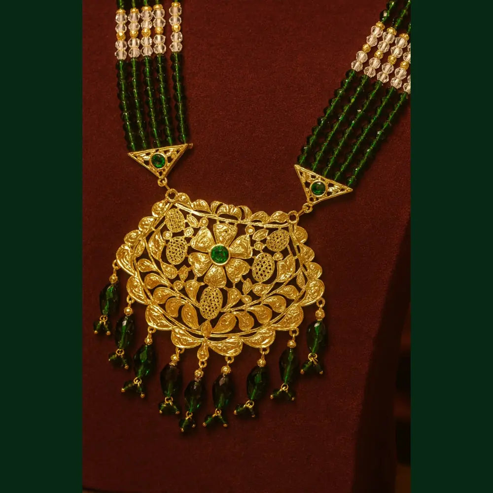 Product image of Bridal Kundan Jewellery Set Green Beaded Necklace Earrings – image 6