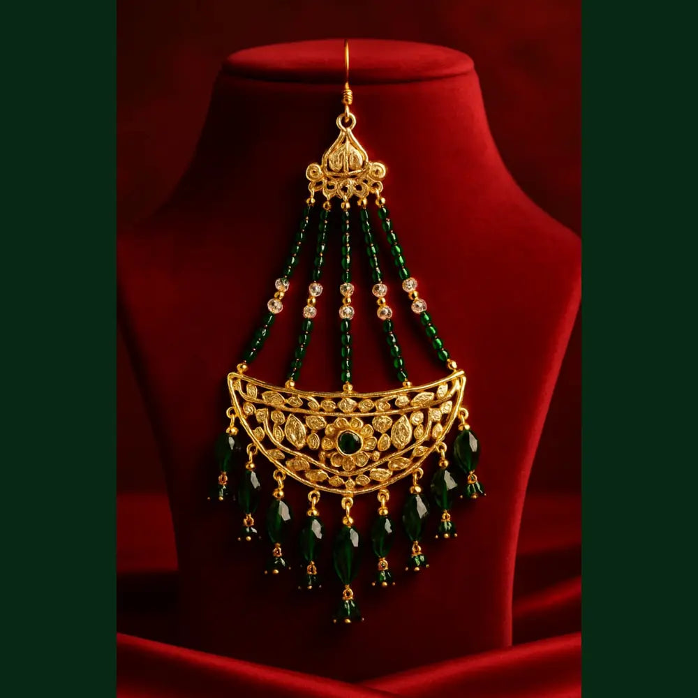 Product image of Bridal Kundan Jewellery Set Green Beaded Necklace Earrings – image 4