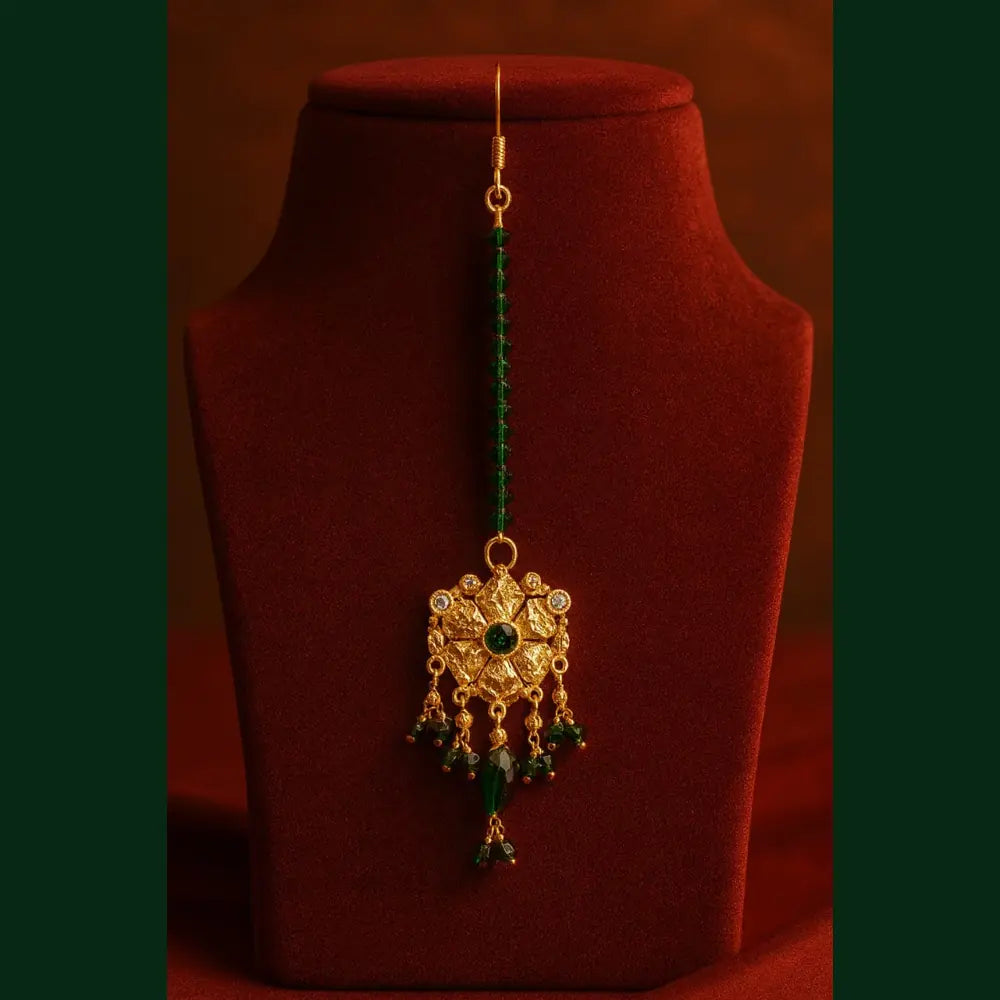 Product image of Bridal Kundan Jewellery Set Green Beaded Necklace Earrings – image 7