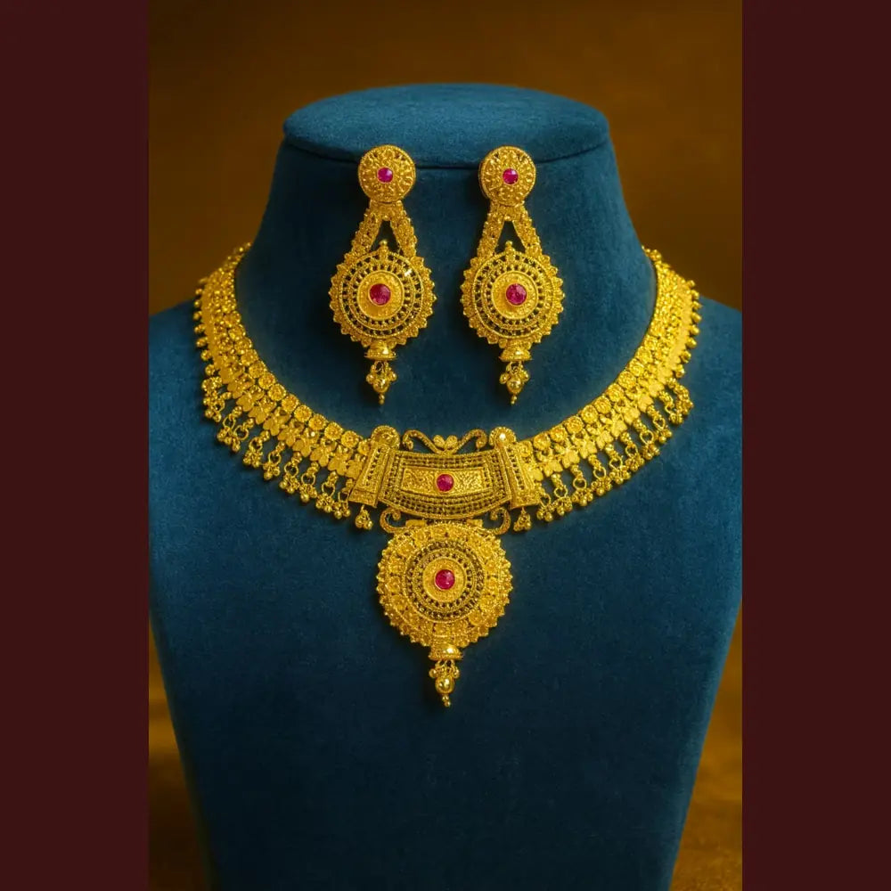 Product image of Long Necklace Jewelry Set Real Gold Look Design For Weddings Special Occasions Copy – image 4