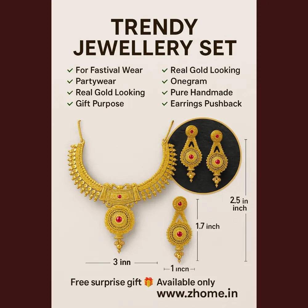 Product image of Long Necklace Jewelry Set Real Gold Look Design For Weddings Special Occasions Copy – image 6