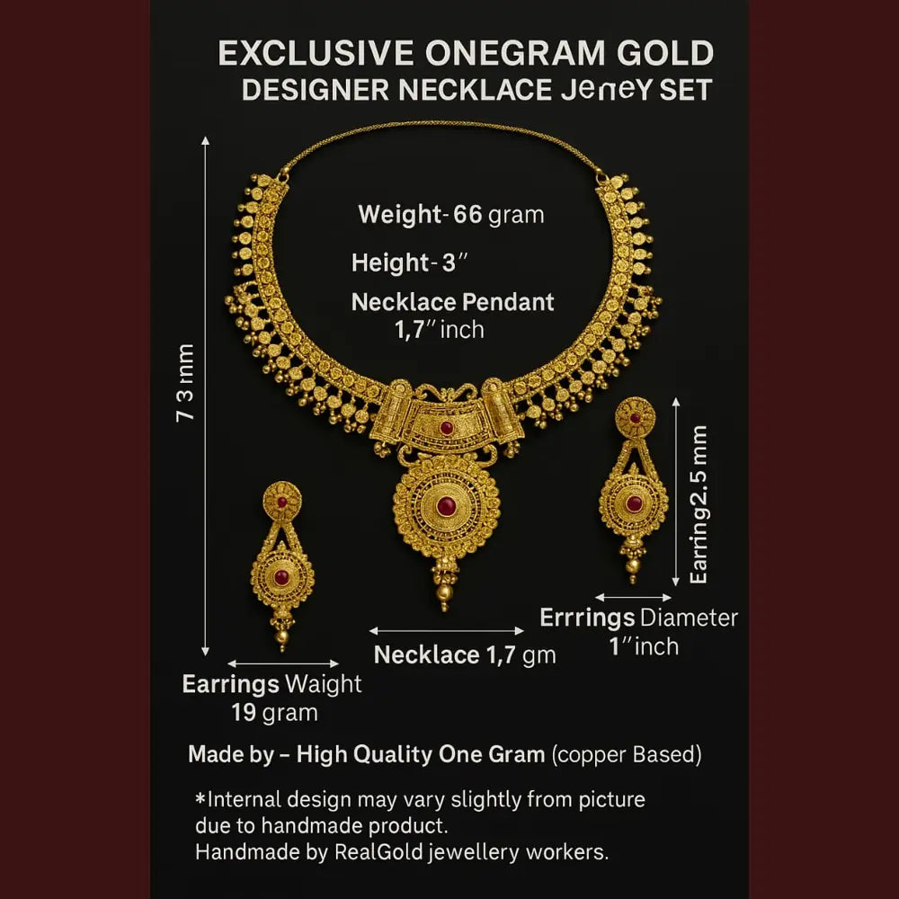 Product image of Long Necklace Jewelry Set Real Gold Look Design For Weddings Special Occasions Copy – image 5