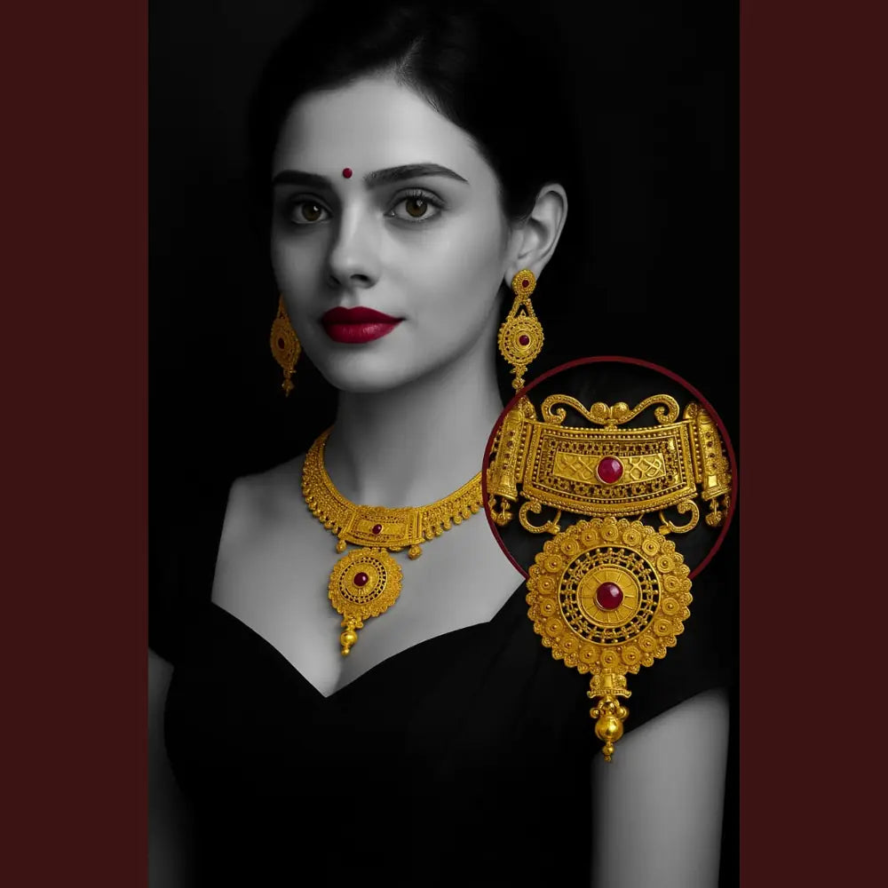 Product image of Long Necklace Jewelry Set Real Gold Look Design For Weddings Special Occasions Copy – image 7