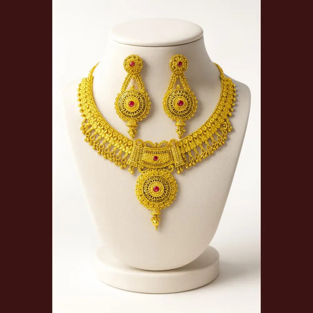 Product image of Long Necklace Jewelry Set Real Gold Look Design For Weddings Special Occasions Copy – image 14