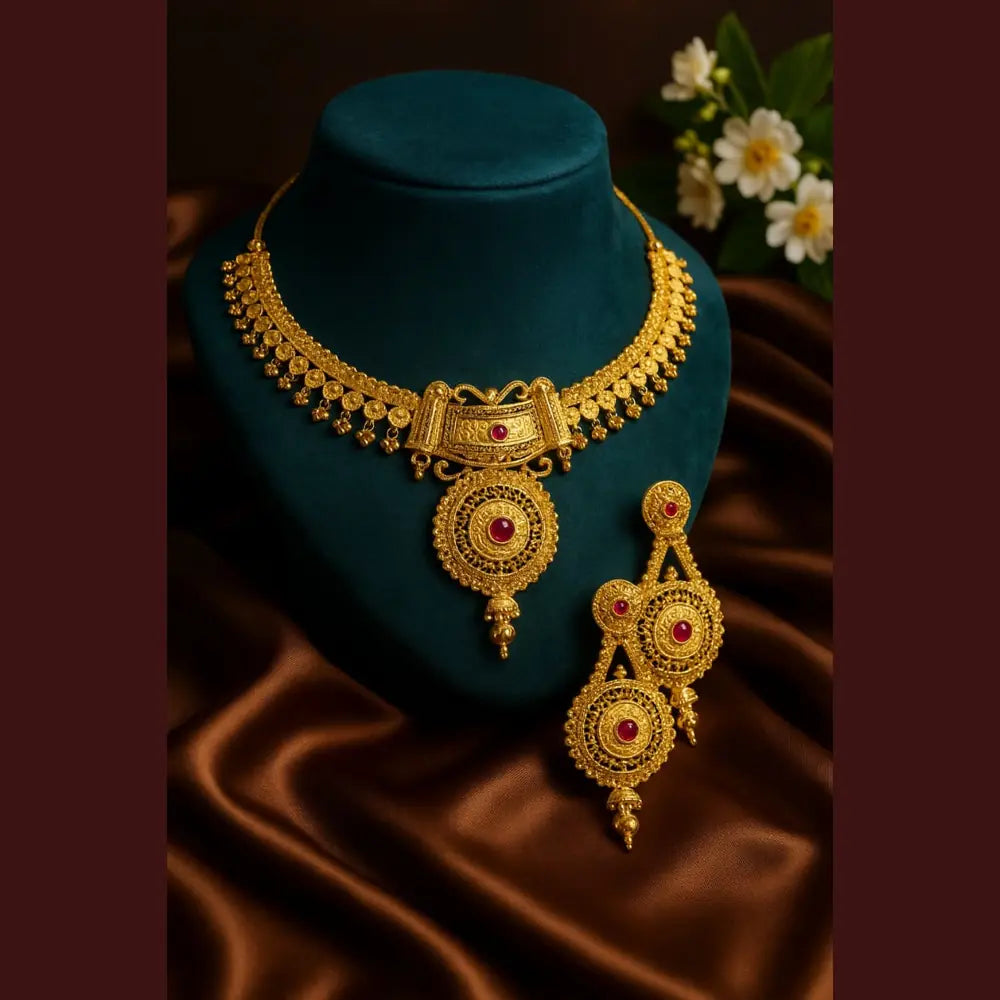 Product image of Long Necklace Jewelry Set Real Gold Look Design For Weddings Special Occasions Copy – image 9