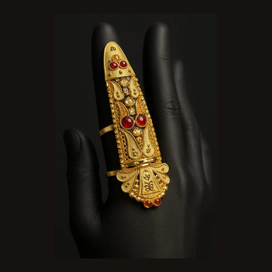 ZHOME Royal Full Finger Adjustable Gold Finish Ring