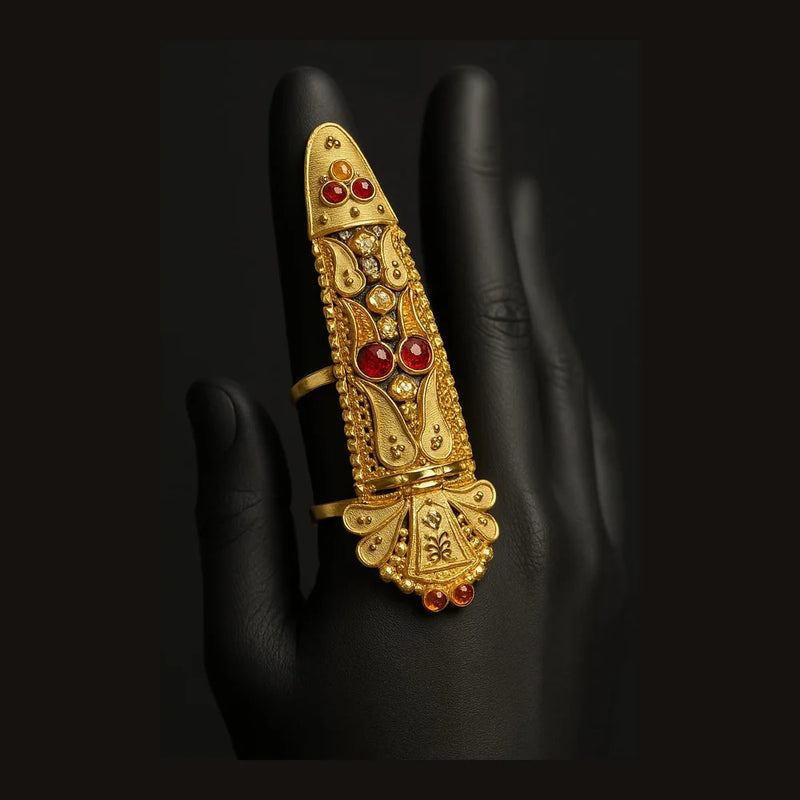 ZHOME Royal Full Finger Adjustable Gold Finish Ring