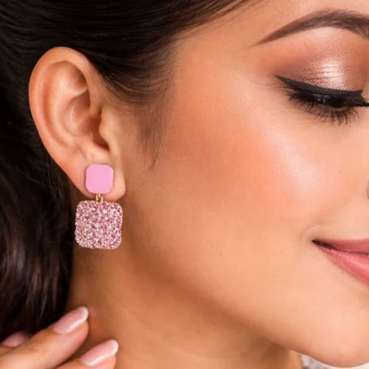 Light Purple Anti Tarnish Crystal Drop Earrings for Women