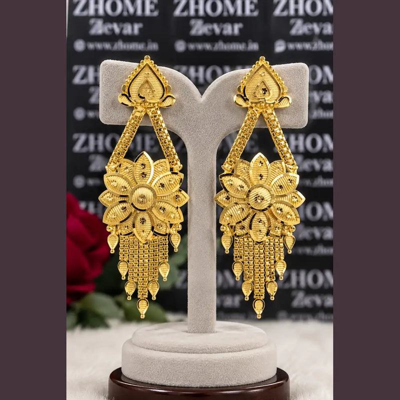 Royal Gold-Plated Bridal Jewellery Set – Long Haar, Choker & Earrings
