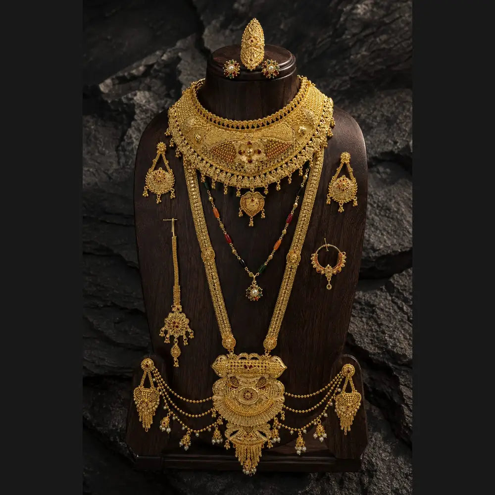 ZHome Royal Gram Gold Dulhan Jewellery Set | Full Bridal Combo Set for Women